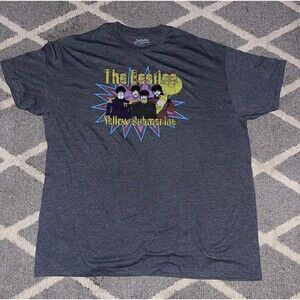 Beatles Shirt Mens Gray Yellow Submarine Graphic Size XXL  Pop Rock Music